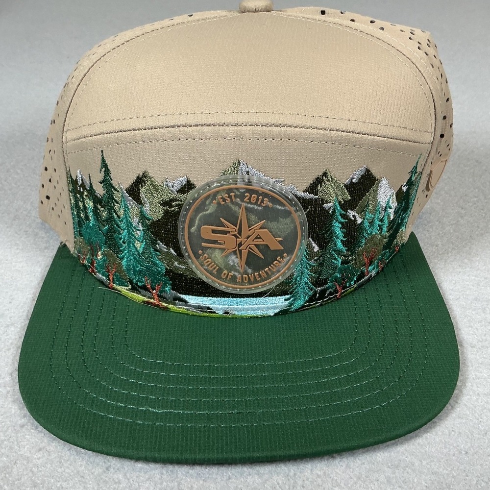 SA Soul of Adventure Pine Ridge Snapback Hat Tan Green Mesh Outdoor NWT